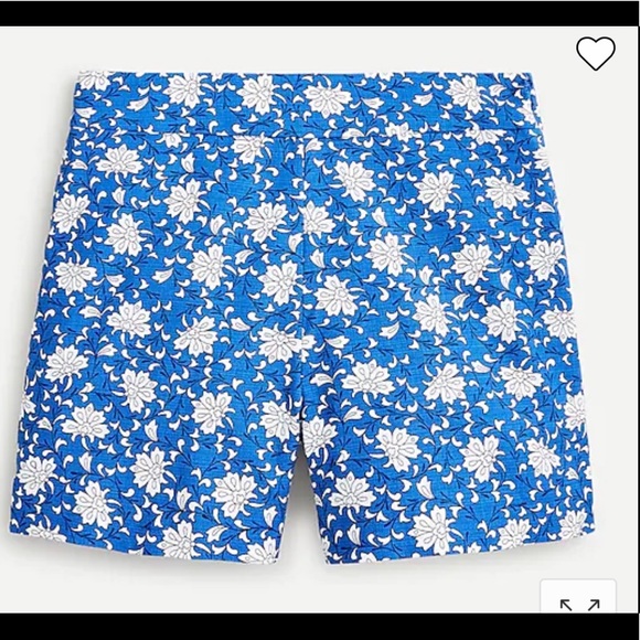 New J. CREW Trouser Shorts in Night Sky Blue Block Print Floral Blue Black White - Picture 12 of 12